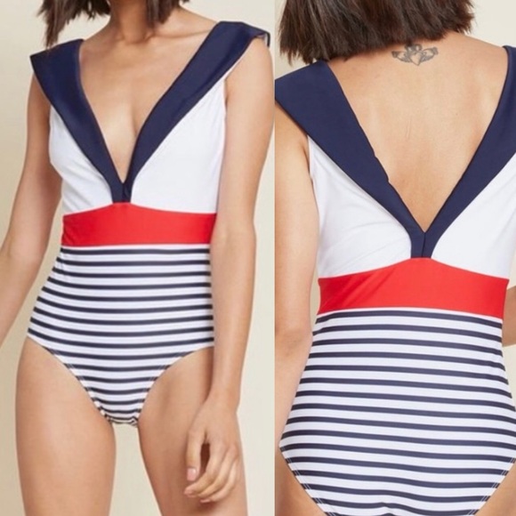 ModCloth X High Dive Nautical Chronicles One Piece Swimsuit Bathing Suit - Picture 1 of 16